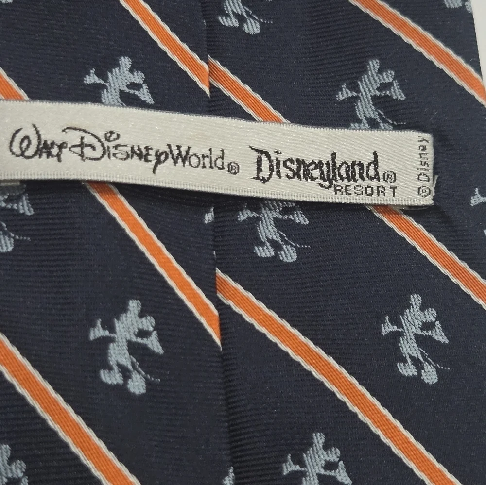 Walt Disney World Elegant Navy Blue and Orange Men's Tie - Picture 3 of 5